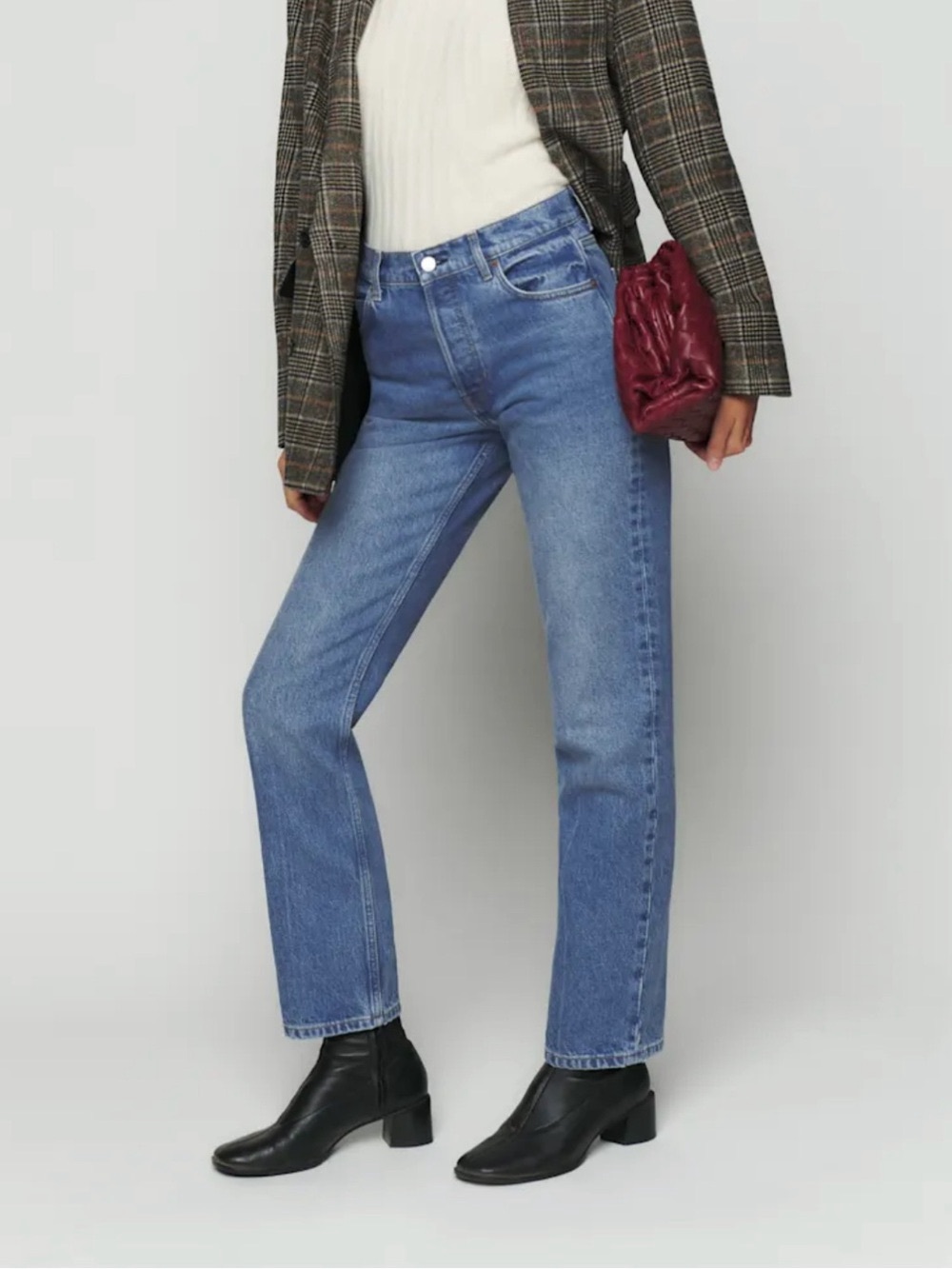 Reformation Cynthia Mid Rise Straight Leg Jeans